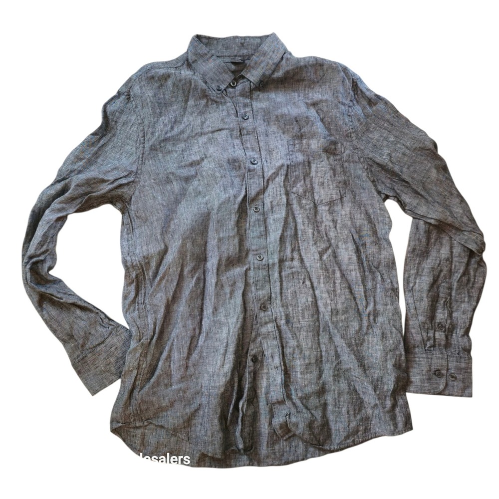 Claiborne Linen‎ Shirt Slim Fit Button Down Long Sleeve Casual Mens Large